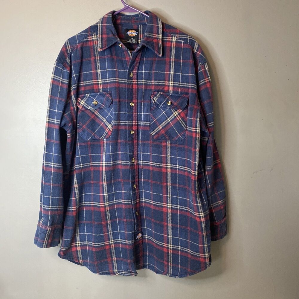 Dickies Extra Thick Flannel Shirt High Quality Oxford Style Men's Size L-Tall